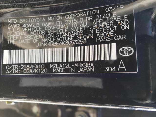 JTNK4RBE6K3053258 - 2019 TOYOTA COROLLA SE BLACK photo 14