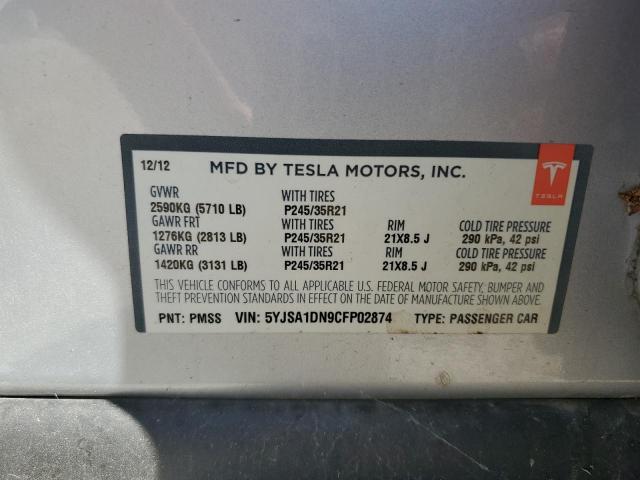 5YJSA1DN9CFP02874 - 2012 TESLA MODEL S Արծաթագույն լուսանկար 13