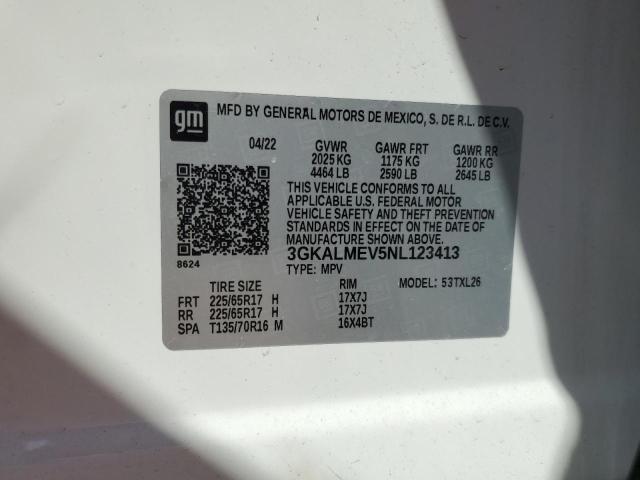 3GKALMEV5NL123413 - 2022 GMC TERRAIN SLE WHITE photo 13