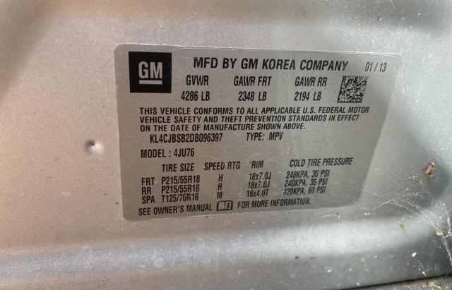 KL4CJBSB2DB096397 - 2013 BUICK ENCORE CONVENIENCE 银色 照片 10