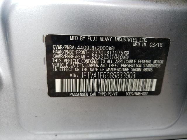 JF1VA1E66G9833903 - 2016 SUBARU WRX PREMIUM SILVER photo 12