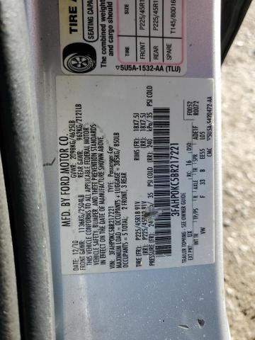 3FAHP0KC5BR217221 - 2011 FORD FUSION SPORT SILVER photo 13