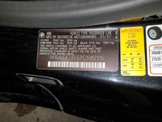WBAEK13557CN82115 - 2007 BMW 650I I BLACK photo 12