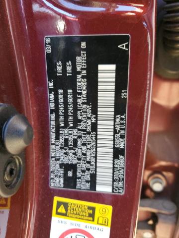 5TDJKRFH2GS265445 - 2016 TOYOTA HIGHLANDER XLE Bordo foto 13