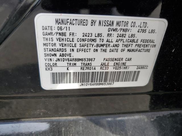 JN1DV6AR8BM653967 - 2011 INFINITI G25 BLACK photo 12