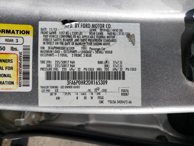 3FA6P0HR2DR165309 - 2013 FORD FUSION SE SILVER photo 13