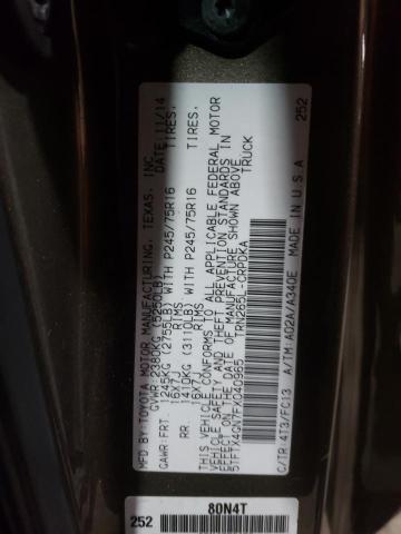 5TFTX4GN7FX040965 - 2015 TOYOTA TACOMA PRERUNNER ACCESS CAB GRAY photo 12