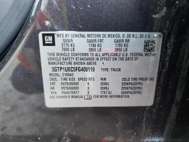 3GTP1UEC5FG409119 - 2015 GMC SIERRA C1500 SLE CHARCOAL photo 12