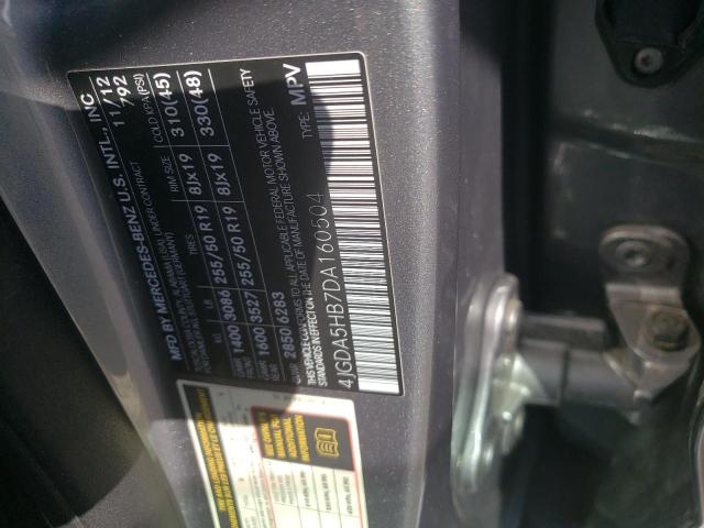 4JGDA5HB7DA160504 - 2013 MERCEDES-BENZ ML 350 4MATIC SILVER photo 12