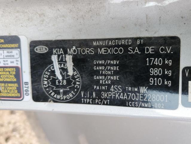 3KPFK4A70JE228001 - 2018 KIA FORTE LX SILVER photo 12