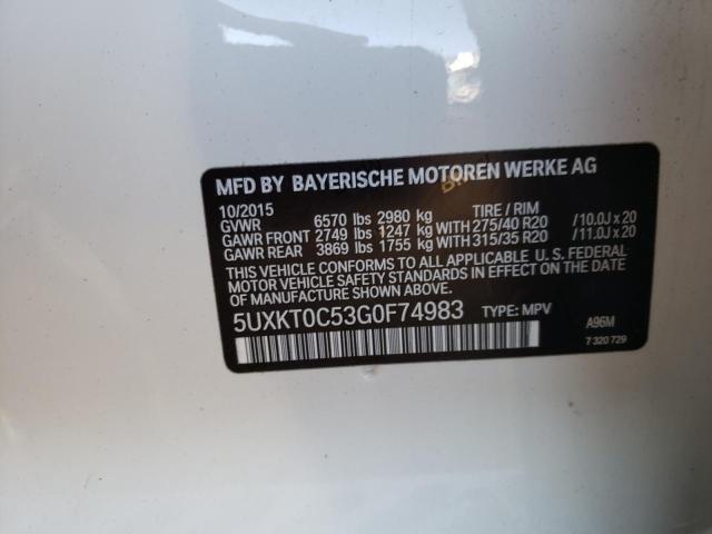 5UXKT0C53G0F74983 - 2016 BMW X5 XDR40E WHITE photo 13