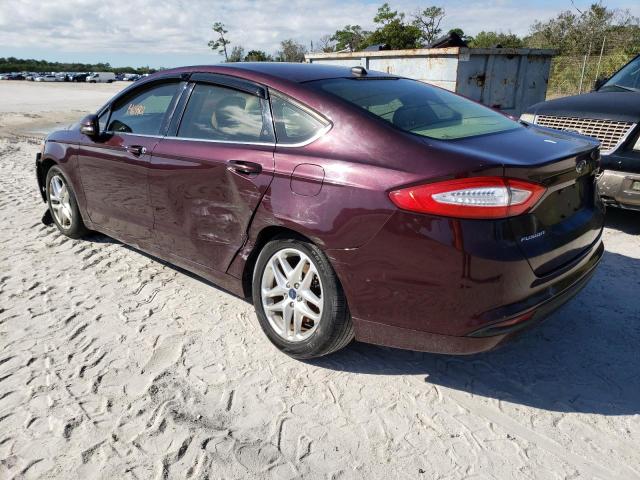 3FA6P0H7XDR230227 - 2013 FORD FUSION SE BURGUNDY photo 2