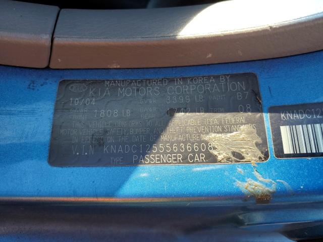 KNADC125556366089 - 2005 KIA RIO BLUE photo 12