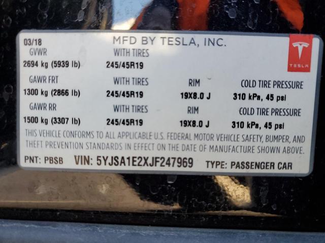 5YJSA1E2XJF247969 - 2018 TESLA MODEL S Սև լուսանկար 13