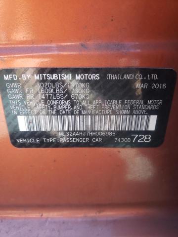 ML32A4HJ7HH006985 - 2017 MITSUBISHI MIRAGE SE ORANGE photo 14