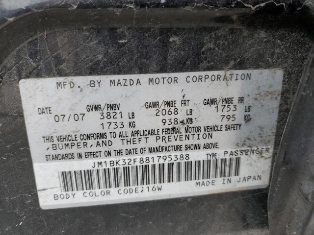 JM1BK32F881795388 - 2008 MAZDA 3 I BLACK photo 12