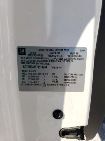 5GZER33757J114231 - 2007 SATURN OUTLOOK SPECIAL 白色 照片 13