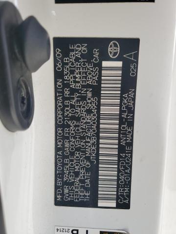 JTKDE3B70A0304955 - 2010 TOYOTA SCION TC თეთრი ფოტო 13