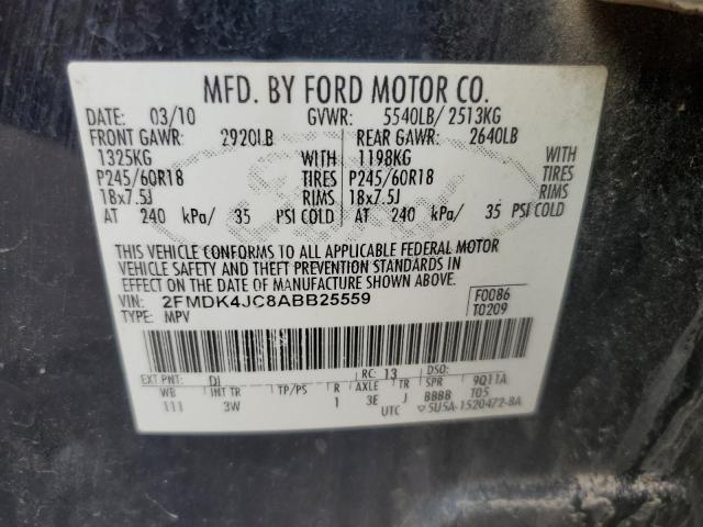 2FMDK4JC8ABB25559 - 2010 FORD EDGE SEL BLUE photo 13