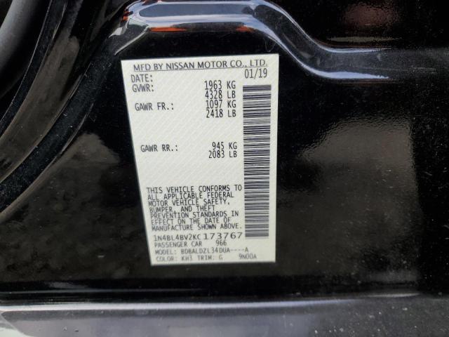 1N4BL4BV2KC173767 - 2019 NISSAN ALTIMA S BLACK photo 12