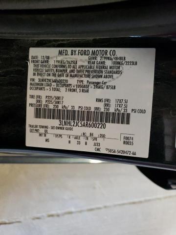 3LNHL2JC5AR600220 - 2010 LINCOLN MKZ BLACK photo 12