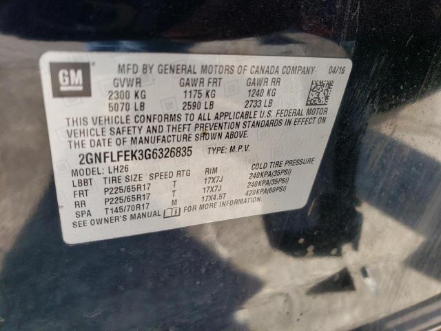 2GNFLFEK3G6326835 - 2016 CHEVROLET EQUINOX LT BLACK photo 14