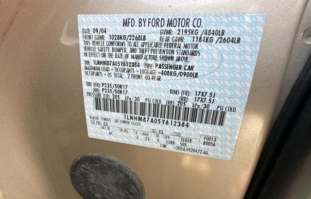 1LNHM87A05Y612384 - 2005 LINCOLN LS 金色 照片 10