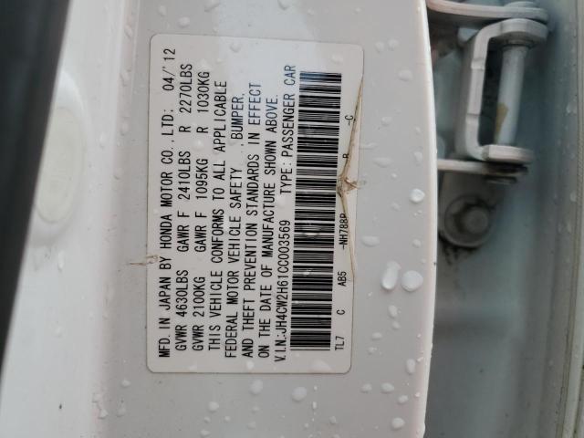 JH4CW2H61CC003569 - 2012 ACURA TSX TECH WHITE photo 12