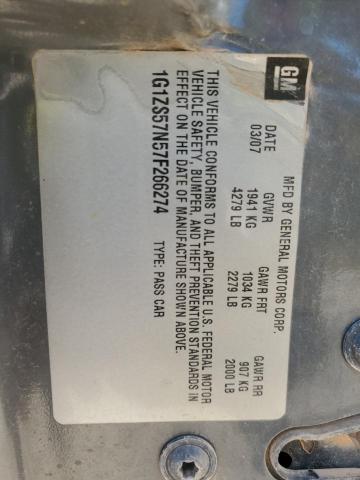 1G1ZS57N57F266274 - 2007 CHEVROLET MALIBU LS1 LS GRAY photo 12