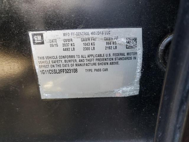 1G11C5SL2FF323108 - 2015 CHEVROLET MALIBU 1LT 黑色 照片 12