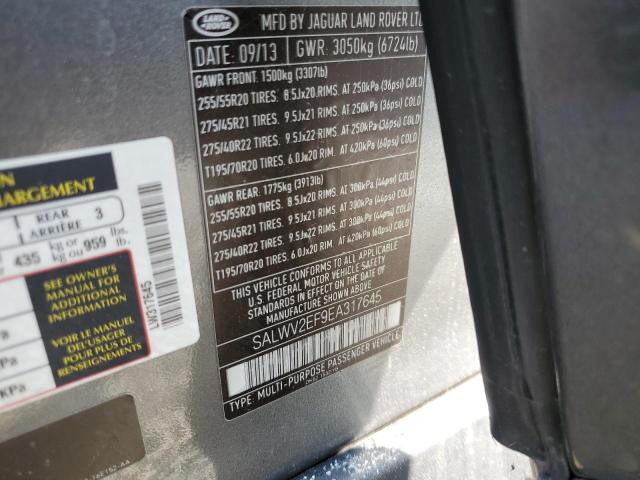 SALWV2EF9EA317645 - 2014 LAND ROVER RANGE ROVE AUTOBIOGRAPHY CHARCOAL photo 12