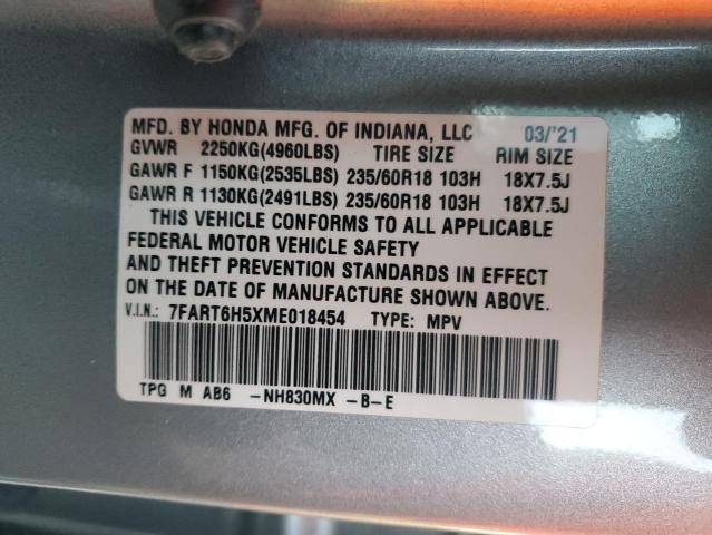 7FART6H5XME018454 - 2021 HONDA CR-V EX SILVER photo 13