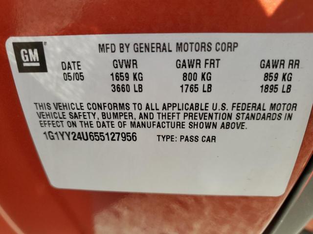 1G1YY24U655127956 - 2005 CHEVROLET CORVETTE ORANGE photo 12