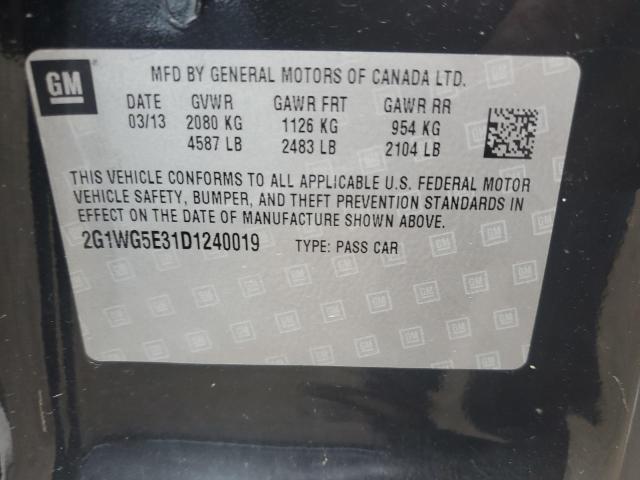 2G1WG5E31D1240019 - 2013 CHEVROLET IMPALA LT BLACK photo 13