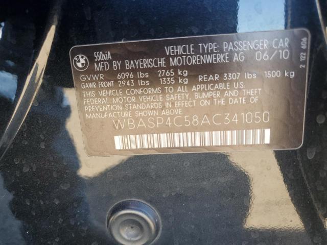 WBASP4C58AC341050 - 2010 BMW 550 XIGT BLACK photo 12