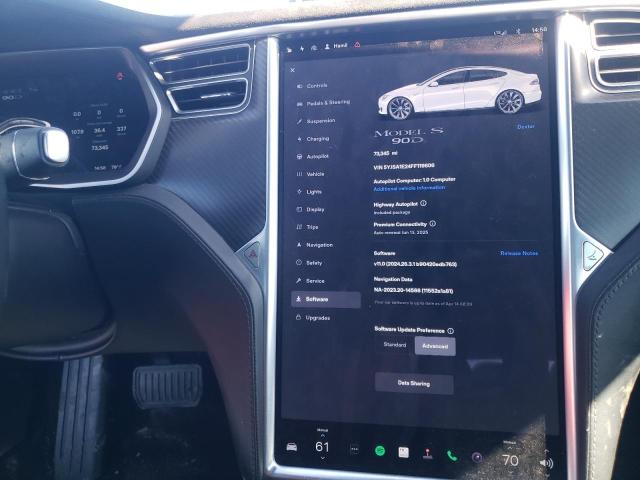 5YJSA1E24FF119606 - 2015 TESLA MODEL S WHITE photo 9