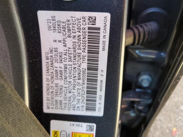 2HGFE2F57RH505862 - 2024 HONDA CIVIC SPORT 石墨色 照片 13