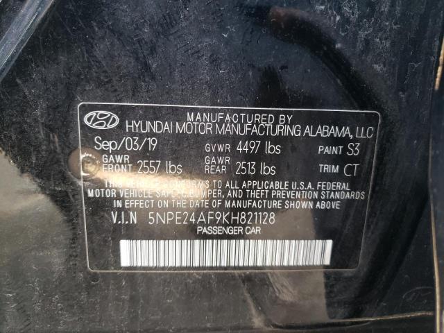 5NPE24AF9KH821128 - 2019 HYUNDAI SONATA 4D SE BLACK photo 12