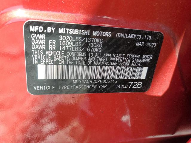 ML32AUHJ0PH005143 - 2023 MITSUBISHI MIRAGE ES RED photo 12