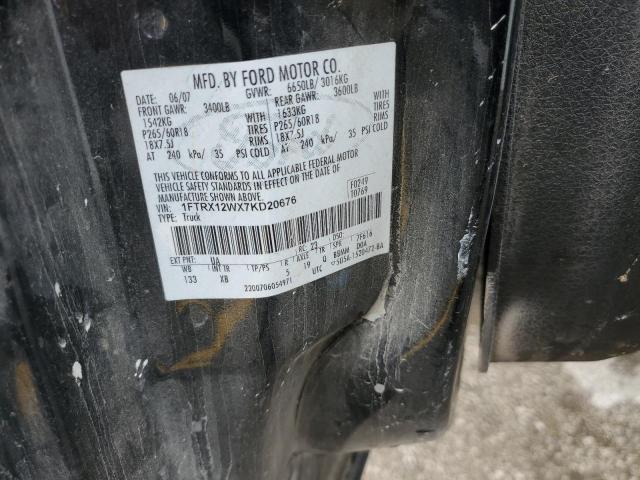 1FTRX12WX7KD20676 - 2007 FORD F150 BLACK photo 12