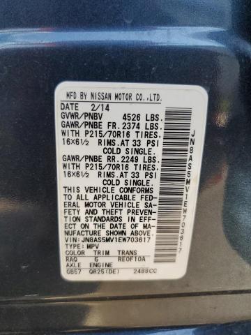 JN8AS5MV1EW703617 - 2014 NISSAN ROGUE SELE S GRAY photo 13