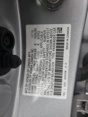 2HGFC2F86LH521218 - 2020 HONDA CIVIC SPORT 银色 照片 12