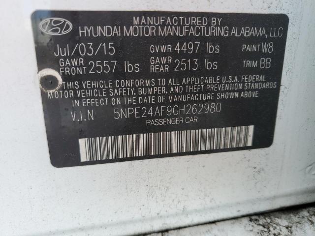 5NPE24AF9GH262980 - 2016 HYUNDAI SONATA SE WHITE photo 12