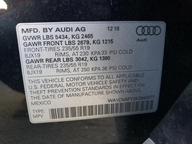 WA1CNAFY2K2043077 - 2019 AUDI Q5 PRESTIGE BLUE photo 13
