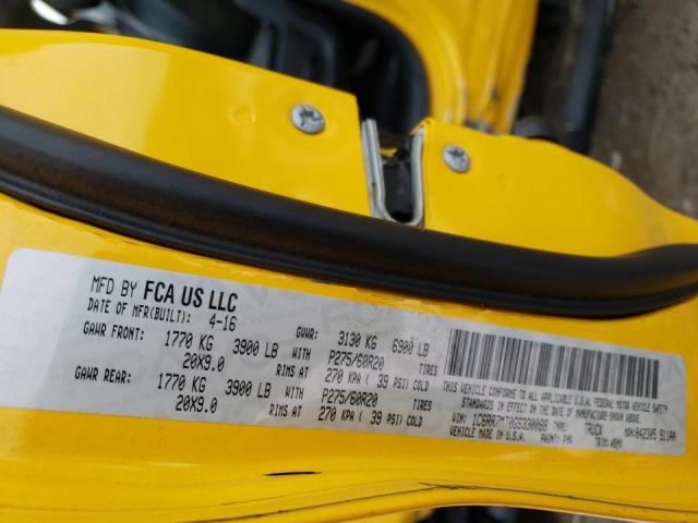 1C6RR7MT0GS330088 - 2016 RAM 1500 SPORT YELLOW photo 12