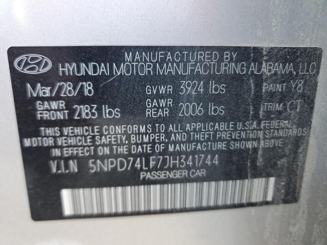 5NPD74LF7JH341744 - 2018 HYUNDAI ELANTRA SE SILVER photo 12