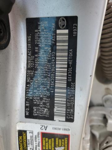 4T1BK3DB2BU404313 - 2011 TOYOTA AVALON BASE SILVER photo 12