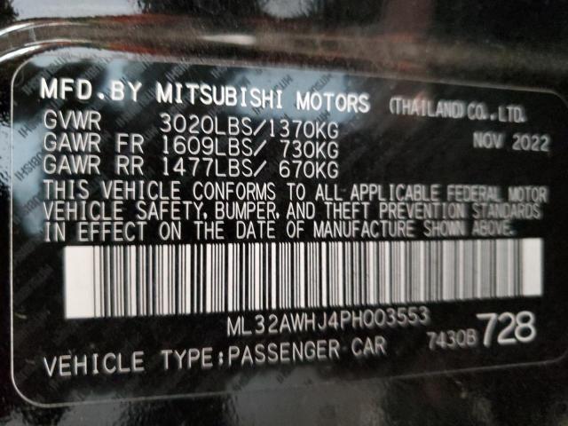 ML32AWHJ4PH003553 - 2023 MITSUBISHI MIRAGE SE BLACK photo 12