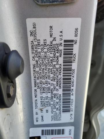 5TEJU62N35Z109094 - 2005 TOYOTA TACOMA DOUBLE CAB PRERUNNER SILVER photo 12