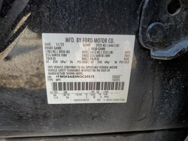 1FM5K8AB9NGC26515 - 2022 FORD EXPLORER POLICE INTERCEPTOR 黑色 照片 14